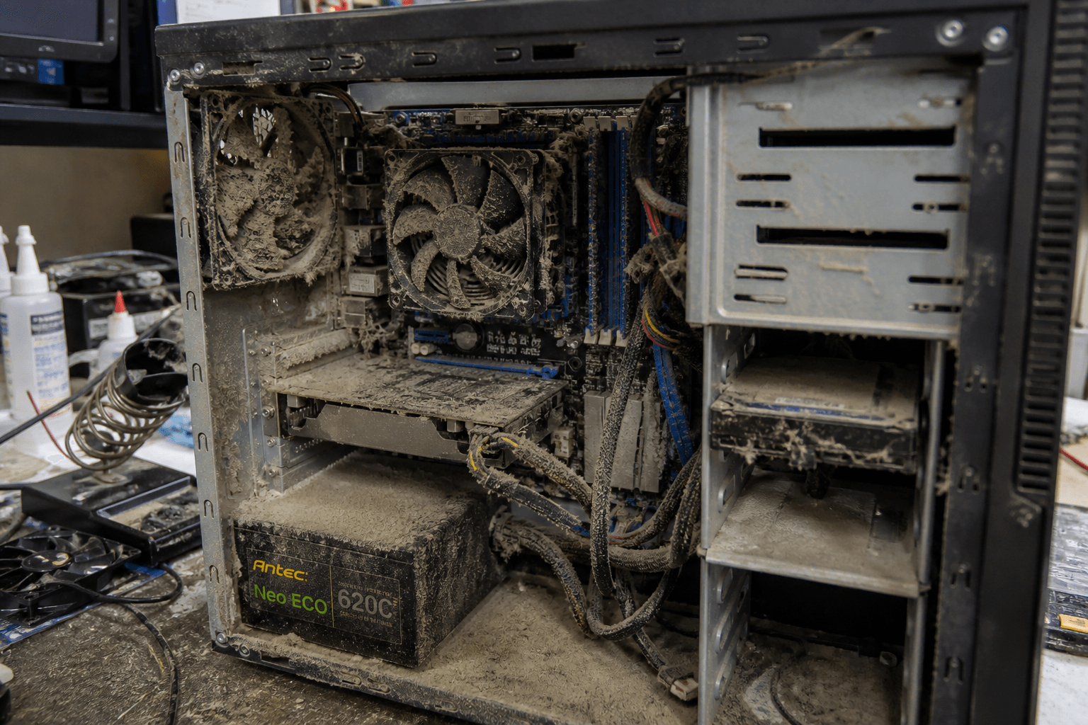 Overheating desktop cleaned & serviced — Before