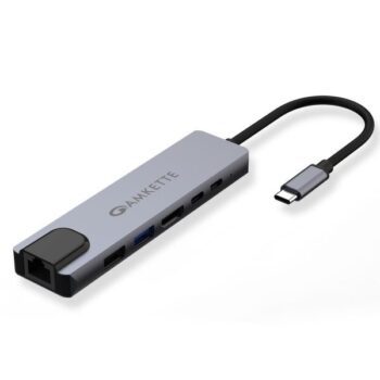 Amkette 6-in-1 Type C Ethernet USB Hub (Space Grey) - Amkette