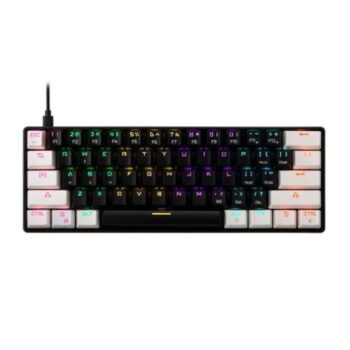 Gamdias Aura GK2 60% Tactile Red Switches Mechanical Gaming Keyboard (Black - White) - Gamdias