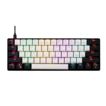 Gamdias Aura GK2 60% Tactile Red Switches Mechanical Gaming Keyboard (White- Black) - Gamdias
