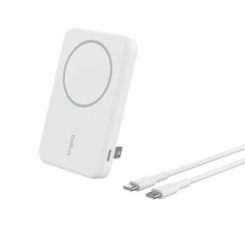 Belkin BoostCharge Pro Qi2 5000mAH Magsafe Wireless Power Bank (White) - Belkin