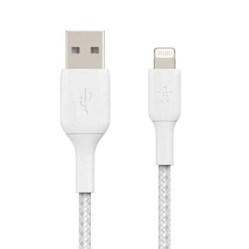 Belkin Apple Certified Lightning to USB Charge and Sync Tough Braided Cable 3.3 feet (1 meters) – White - Belkin