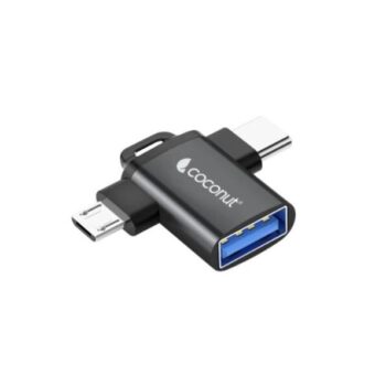 coconut OT03 USB 3.0 to Micro USB + Type C, OTG Adapter, Aluminium Body 2 in 1 Type C Converter, High Speed Data Transfers upto 5gbps - Coconut