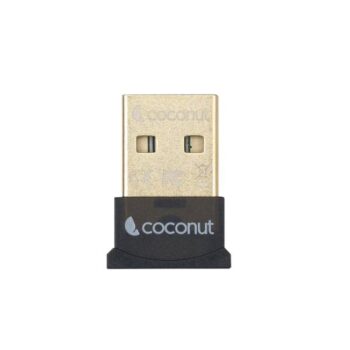 Coconut WA03 Bluetooth Adapter, Bluetooth ver5.0, Gold Plated Range upto 10M, Bluetooth 5.0 version, BT adapter, Top Notch Chipset, Gold Plated Connector - Coconut