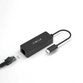 Circle ROOTZ USB Type-C to RJ45 Ethernet LAN Adapter, Up to 10/100/1000 Mbps, for Windows 11/10/8.1/8, macOS, iPadOS, Chrome OS, and Linux OS I Plug & Play - Circle