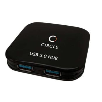 Circle Rootz USB 3.0 4-Port Hub High-Speed Data Transfer (Black) - Circle