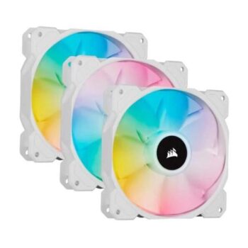 Corsair ICUE SP120 RGB Elite White Cabinet Fan With Lighting Node Core (Triple Pack) - Corsair