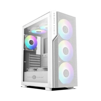 Circle Eliminator X5 TYPE C 2.0 Mid-Tower Computer Case Gaming Cabinet - White - Circle