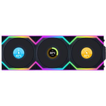 Lian Li 120mm UNI FAN SL Wireless LCD ARGB Case Fan (Black, 3-Pack) - Lian Li