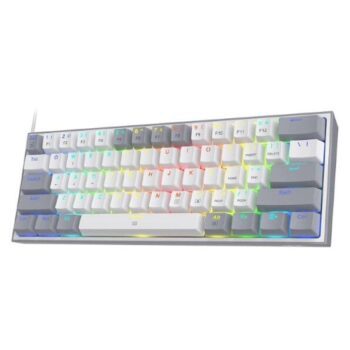 Redragon K617 Fizz- 60% WIRED MECHANICAL KEYBOARD WHITE AND GREY (RED SWITCHES) - Redragon