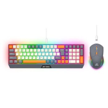Ant Esports KM590 Pro Wireless Gaming Keyboard and Mouse Combo (Grey-Orange-Beige) - Ant Esports