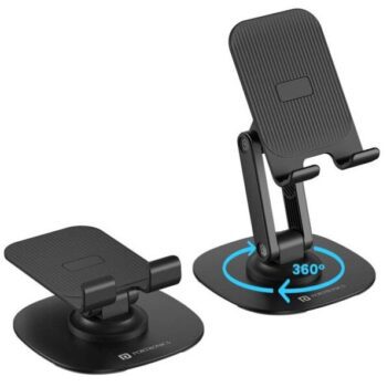 Portronics Mobot III 360° Rotatable & Foldable Mobile Phone Holder With Stable Metallic base (Black) - Portronics