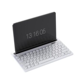 Portronics Bubble Dock Wireless Keyboard with Tablet Holder, Multi-Device Pairing, Rechargeable Battery,Dual Connectivity(2.4 GHz RF & Bluetooth 5.3v) (White) - Portronics
