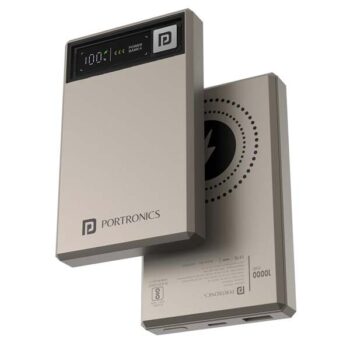 Portronics Luxcell MagClick 10k 10000 mAh 15W Magnetic Wireless Fast Charging Nano Power Bank (Beige) - Portronics