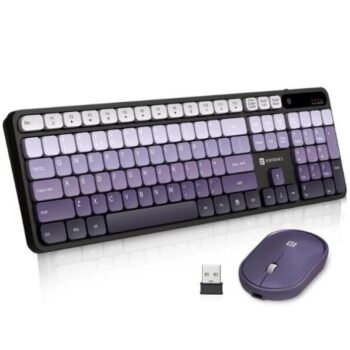 Portronics Key11 Combo Rechargeable Wireless Keyboard and Mouse Set, Bluetooth 5.3&2.4GHz Wireless,Type-C Fast Charging,Gradient Keys, Noiseless Typing, High Precision Mouse, for PC&Laptop(Purple) - Portronics