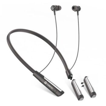 Toreto Tune Ease Wireless Earphone Ditachable Battery Neckband (Black) - Toreto