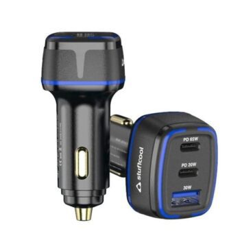 Stuffcool Ultimus 115 3 Port Car Charger 115W Output, Charges MacBooks Type C Laptops, Samsungs, iPhones at The Same time - Stuffcool
