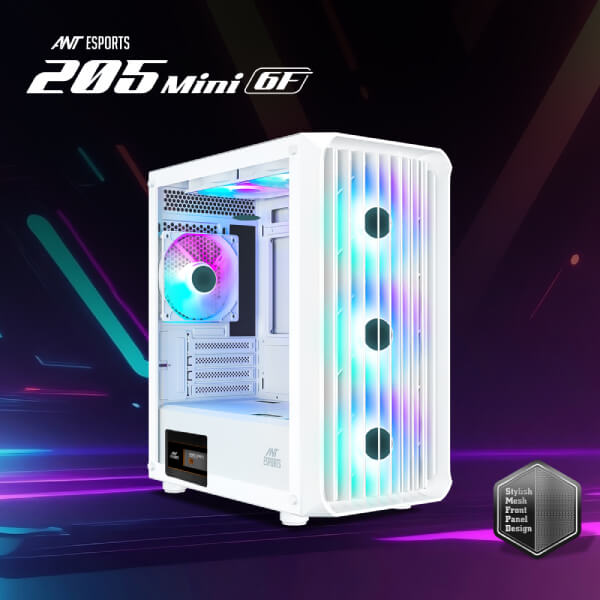 Ant Esports 205 Mini 6F ARGB White M-ATX Case Ant Esports