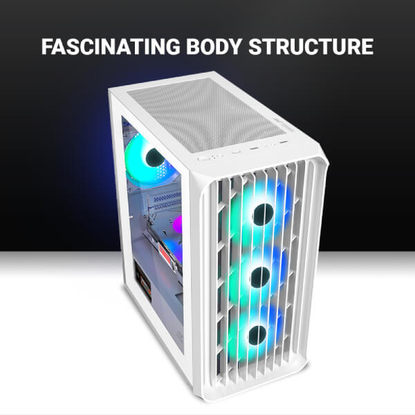 Ant Esports 205 Mini 6F ARGB White M-ATX Case Ant Esports