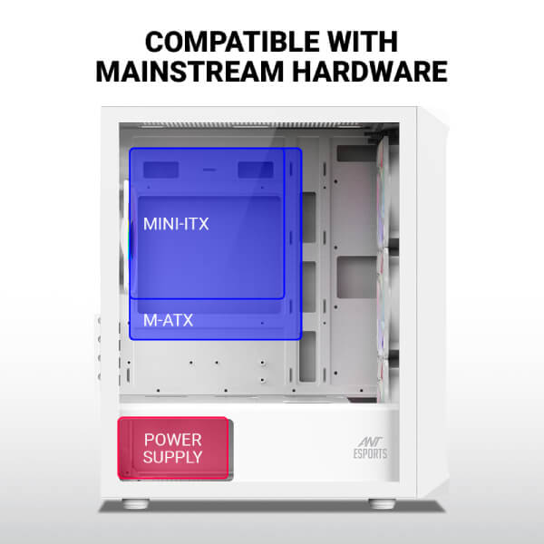 Ant Esports 205 Mini 6F ARGB White M-ATX Case Ant Esports