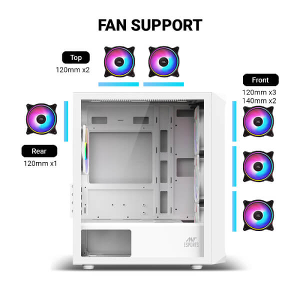 Ant Esports 205 Mini 6F ARGB White M-ATX Case Ant Esports
