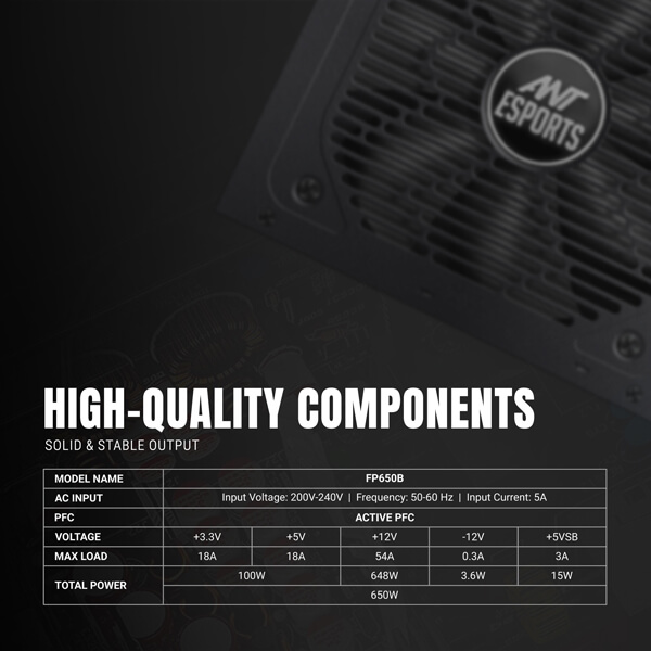 Ant Esports FP650B SMPS - 650 Watt Ant Esports