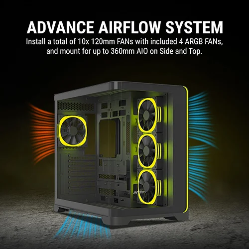 Ant Esports Crystal ARC ARGB ATX Mid Tower Case Ant Esports