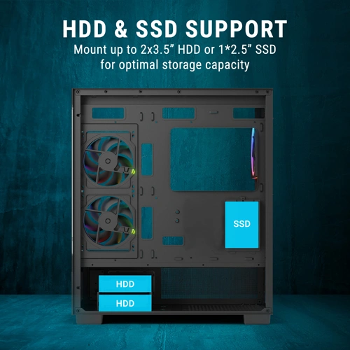 Ant Esports Crystal X3 LCD ARGB ATX Mid Tower Case Ant Esports