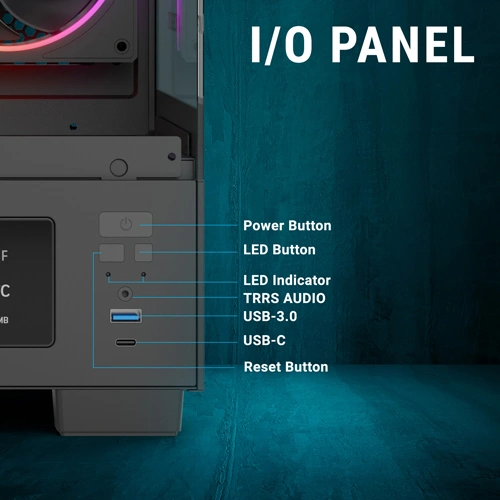 Ant Esports Crystal X3 LCD ARGB ATX Mid Tower Case Ant Esports