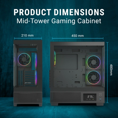 Ant Esports Crystal X3 LCD ARGB ATX Mid Tower Case Ant Esports