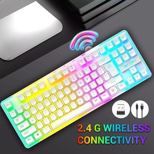 Ant Esports MK720 Pro V2 TKL White RGB Wireless Keyboard Ant Esports