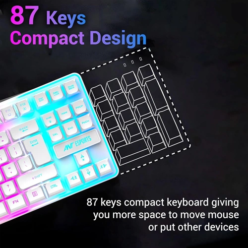 Ant Esports MK720 Pro V2 TKL White RGB Wireless Keyboard Ant Esports