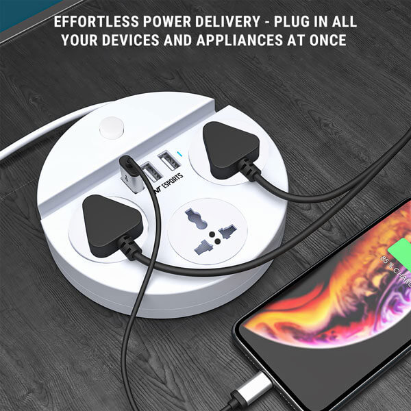 Ant Esports PS330 Power Strip with USB Ports (White) Ant Esports