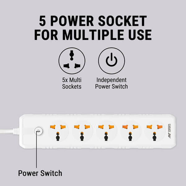 Ant Esports PS500 Power Strip (White) Ant Esports
