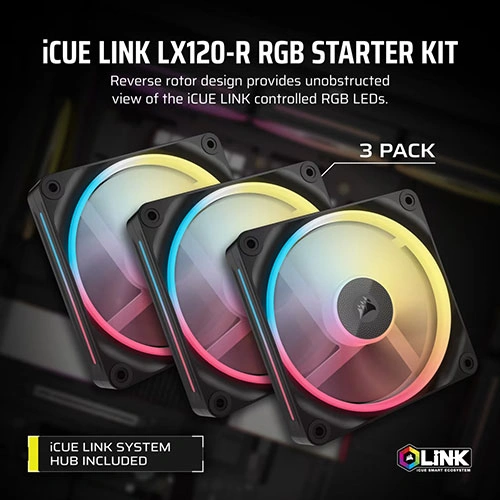 Corsair iCUE Link LX120-R RGB Cabinet Fan, Triple Pack CORSAIR