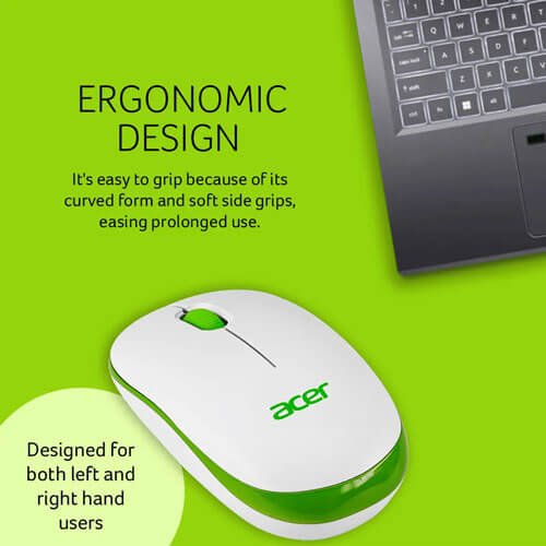 Acer Wireless White and Green Mouse ACER