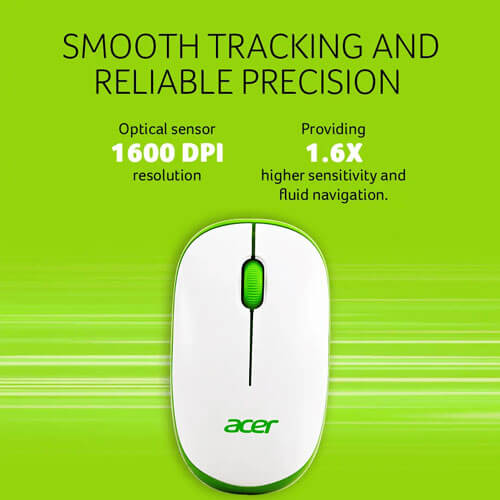 Acer Wireless White and Green Mouse ACER