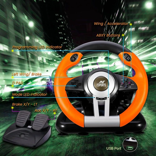 Ant Esports GW V3 PC Steering Wheel with Shifter and Pedal Ant Esports