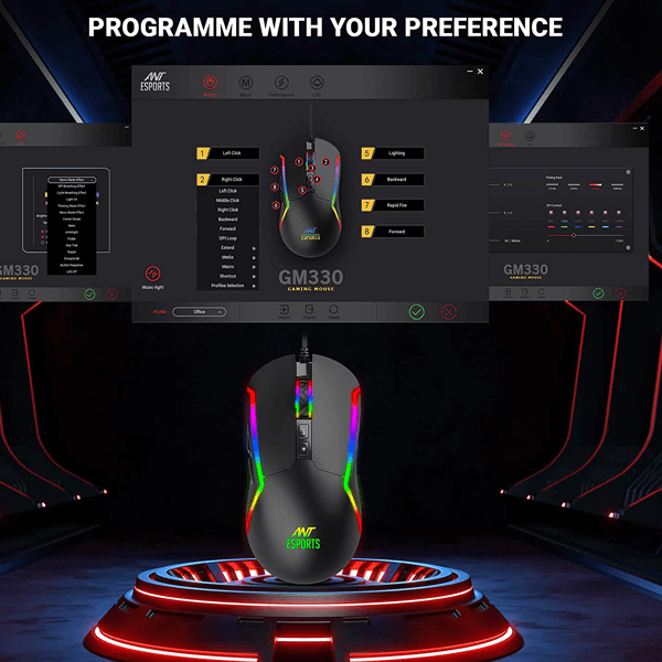 Ant Esports GM330 RGB Gaming Mouse (Black) Ant Esports
