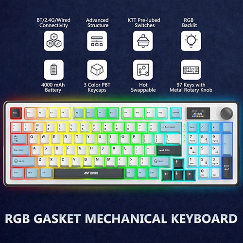 Ant Esports APEX300 Wireless Tri Mode RGB Mechanical Gaming Keyboard ANT ESPORTS
