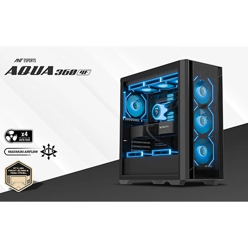 Ant Esports AQUA 360 4F ARGB E-ATX Mid Tower Case Ant Esports