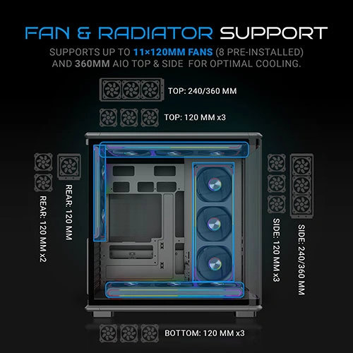 Ant Esports Crystal X8 ARC ATX Mid Tower Case ANT ESPORTS