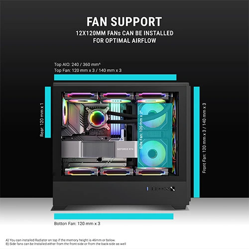 Ant Esports EVO 360 Lite ARGB E-ATX Mid Tower Case ANT ESPORTS