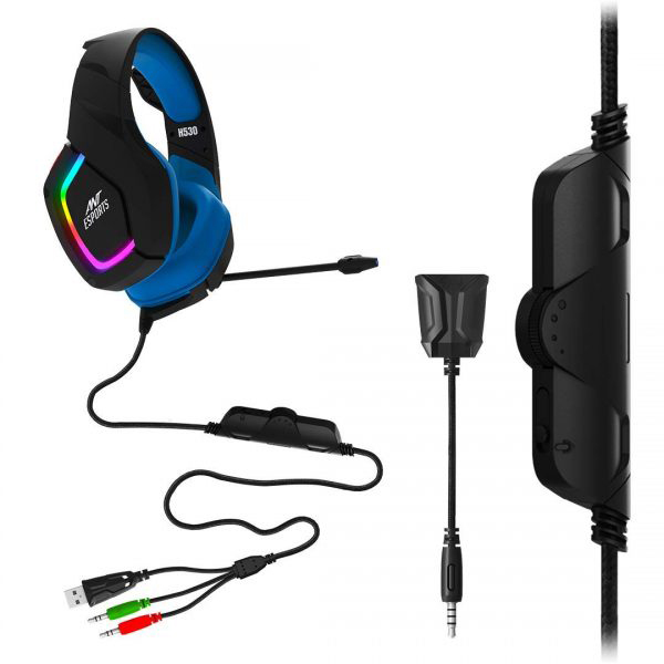 Ant Esports H530 Black-Blue Multi Platform Pro RGB Gaming Headset Ant Esports