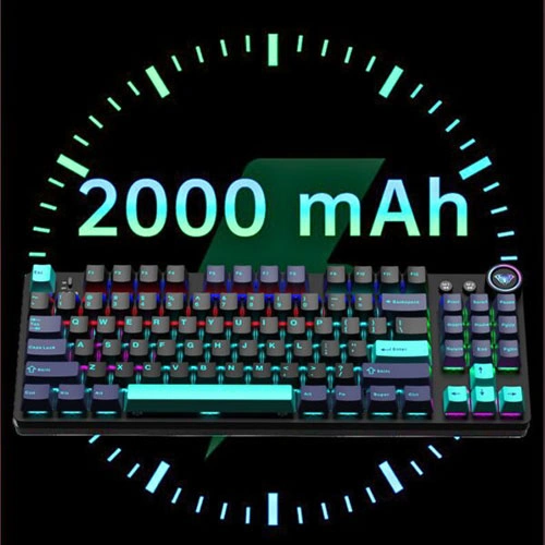 Aula M75 Tri Mode Blue Black Green RGB Mechanical Gaming Keyboard With Blue Switches AULA