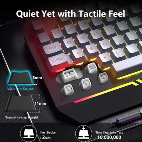 Aula T102 Gaming Keyboard and Mouse Combo With Black Panel Grey Keycaps AULA