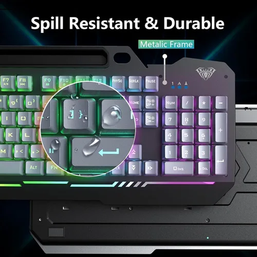 Aula T102 Gaming Keyboard and Mouse Combo With Black Panel Grey Keycaps AULA