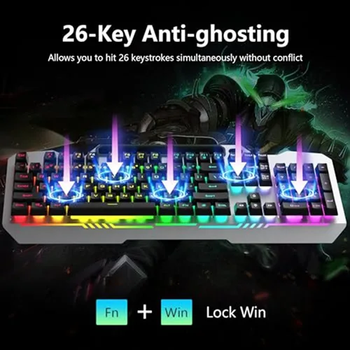 Aula T102 Gaming Keyboard and Mouse Combo With Gray Panel Black Keycaps AULA