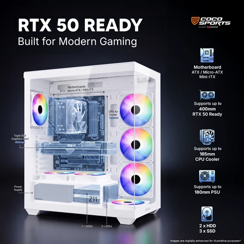 Coconut STARK Z11 White ARGB ATX Mid Tower Case COCONUT