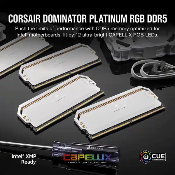 Corsair Dominator Platinum RGB White 64GB (32GBx2) 5600MHz CL40 DDR5 RAM CORSAIR